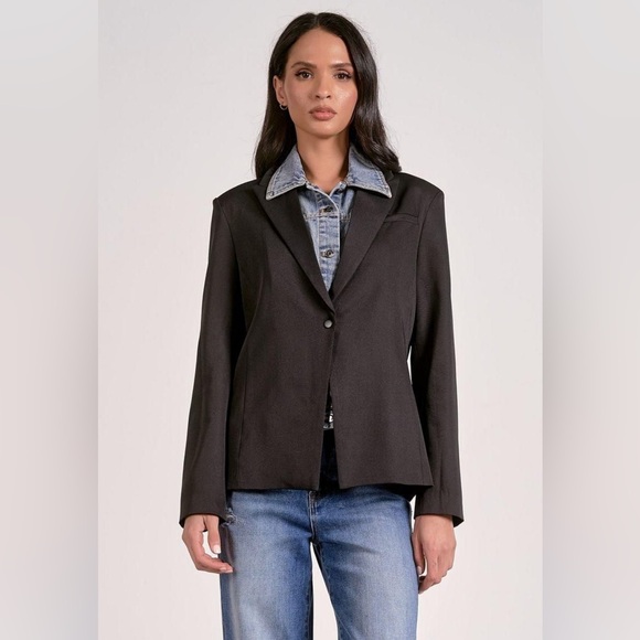 Demi Layered Blazer Two looks in one, the Paige removable denim mixed media XS - Picture 7 of 8